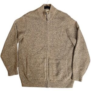 L.L. Bean Men's 100% Lambswool Full Zip Sweater Jacket Beige Brown Size L